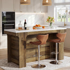 59-Inch Bar Table with Faux Marble Top, Counter Height Table for Kitchen and Bistro
