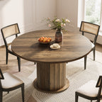 47.24-Inch Round Dining Table with Pedestal Base, Farmhouse Kitchen Table for 4 to 6 People