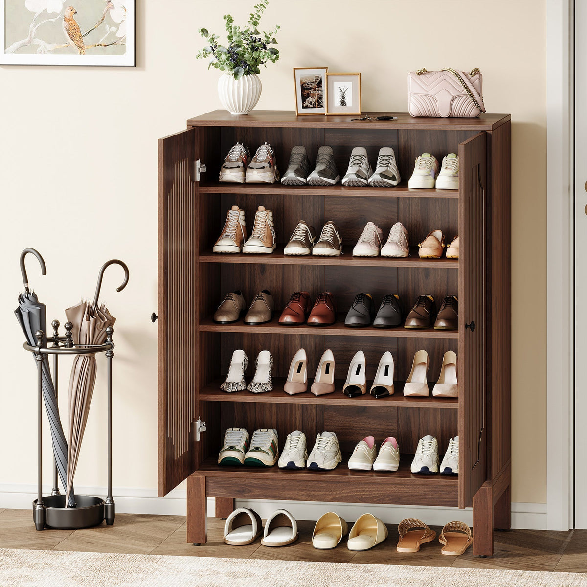 20 Pairs Shoe Cabinet, 6 - Tier Shoe Storage Organizer with Adjustable Shelves