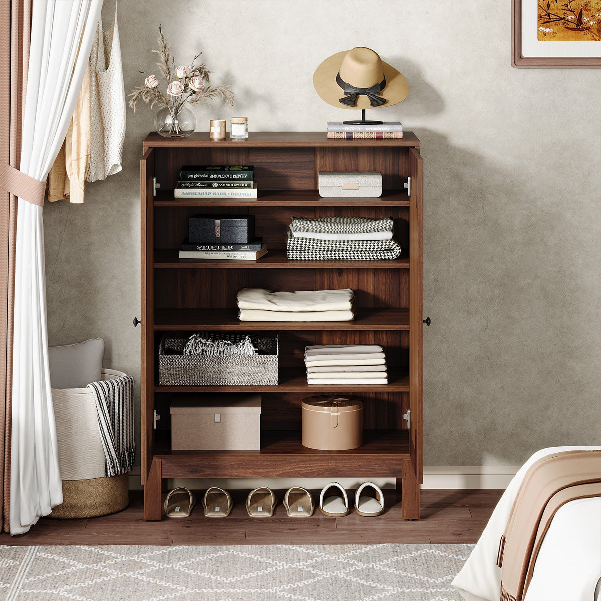 20 Pairs Shoe Cabinet, 6 - Tier Shoe Storage Organizer with Adjustable Shelves