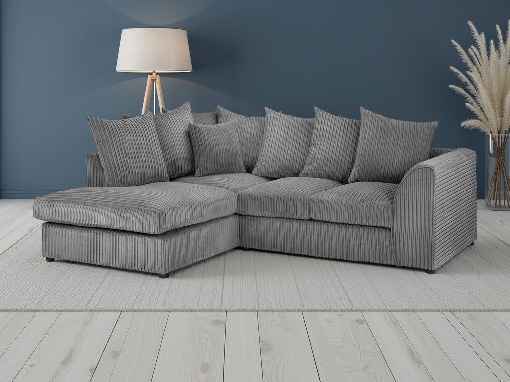 Harley Jumbo Sofa Left Hand Facing Corner Grey