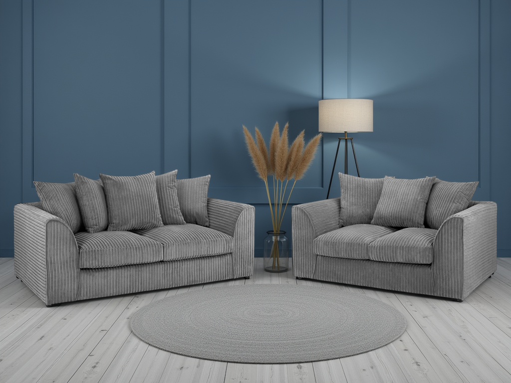Harley Jumbo Sofa 3+2 Set Grey