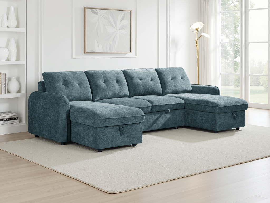 Moscow Sofa Bed U Shape Corner Blue