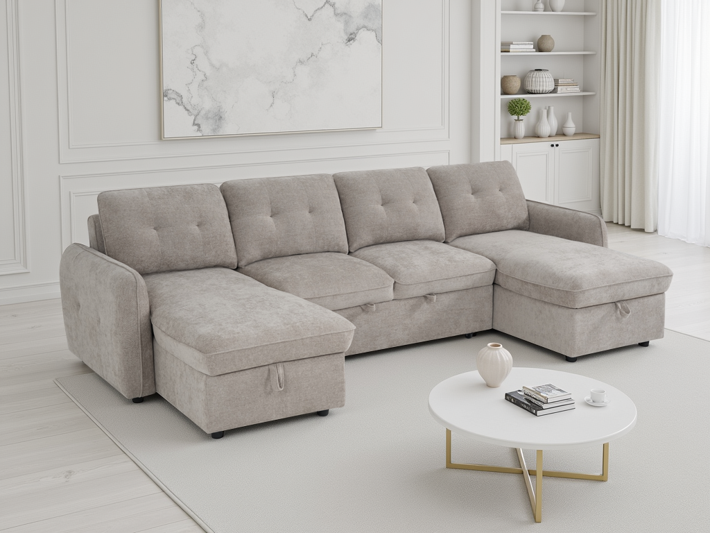 Moscow Sofa Bed U Shape Corner Beige