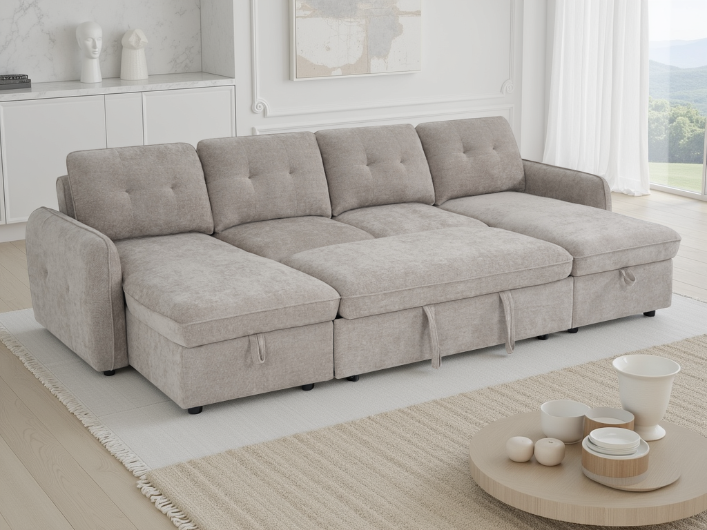 Moscow Sofa Bed U Shape Corner Beige