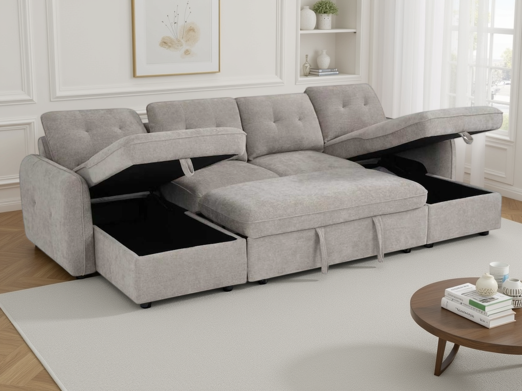Moscow Sofa Bed U Shape Corner Beige