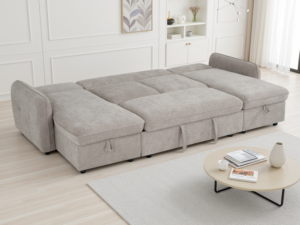 Moscow Sofa Bed U Shape Corner Beige