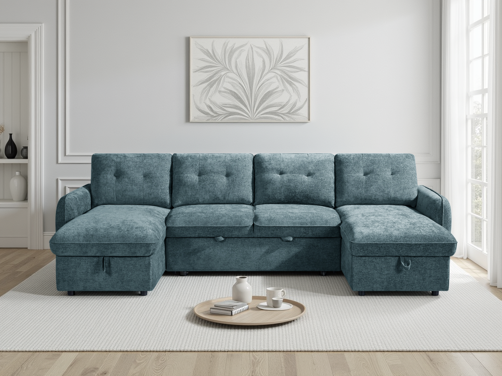 Moscow Sofa Bed U Shape Corner Blue