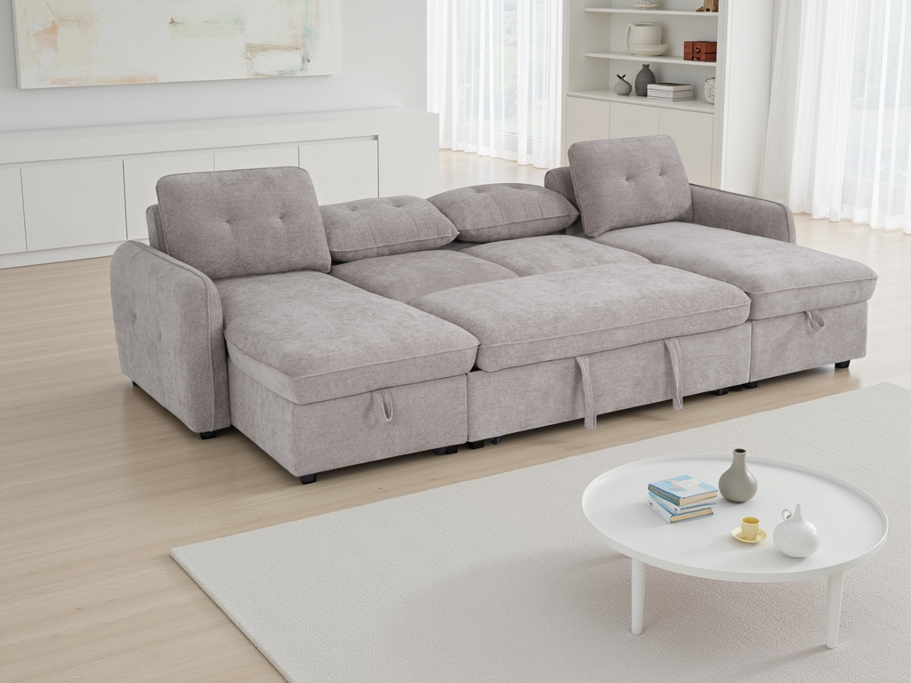 Moscow Sofa Bed U Shape Corner Beige