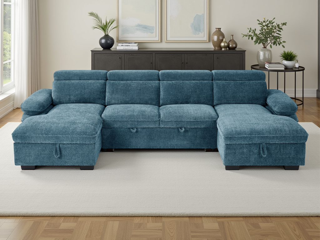 Hudson Sofa Bed U Shape Corner Blue
