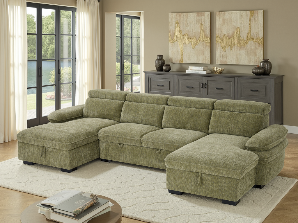 Hudson Sofa Bed U Shape Corner Green