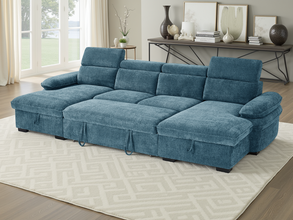 Hudson Sofa Bed U Shape Corner Blue