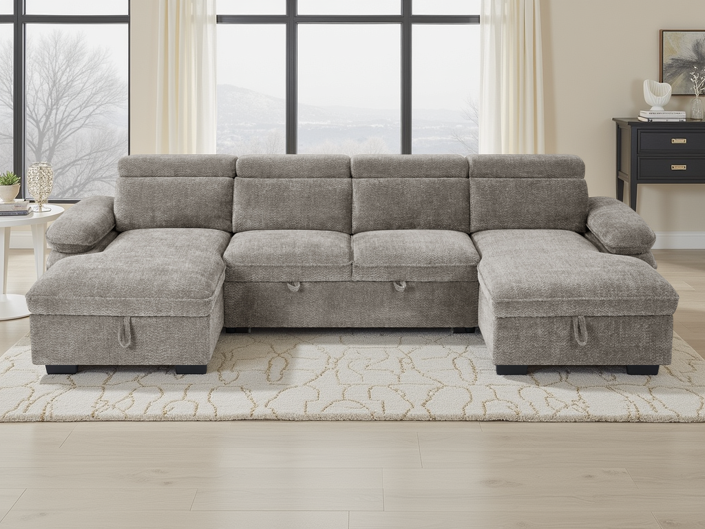 Hudson Sofa Bed U Shape Corner Grey