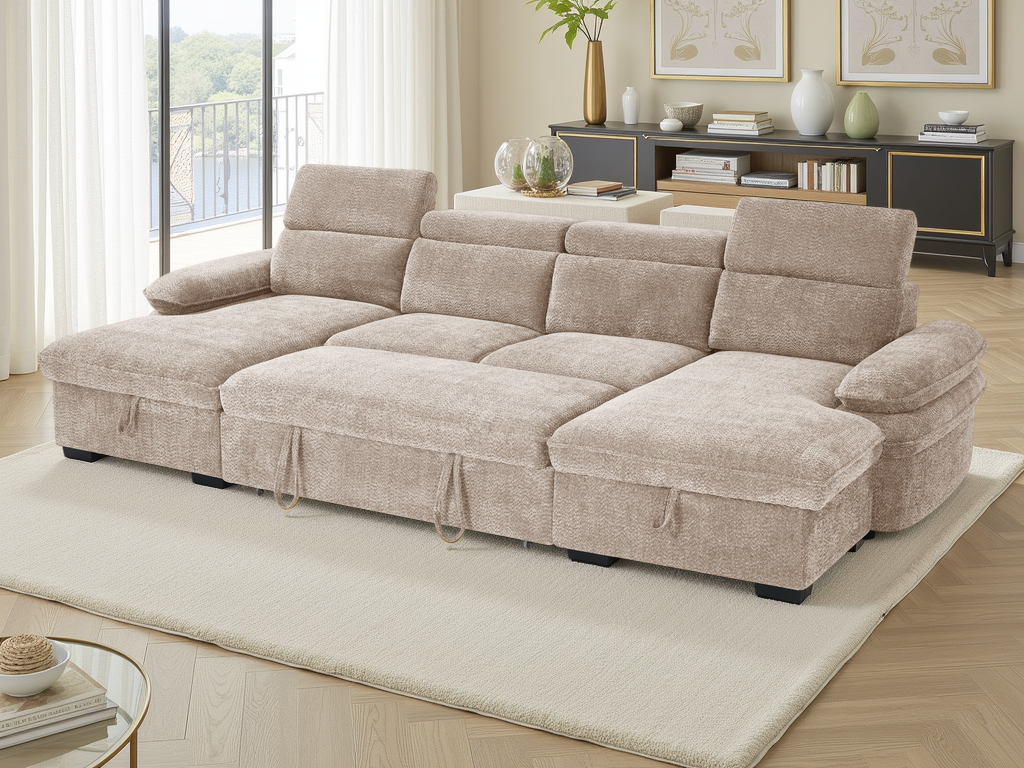 Hudson Sofa Bed U Shape Corner Beige