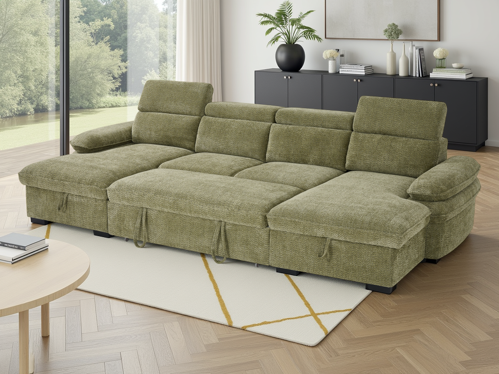 Hudson Sofa Bed U Shape Corner Green