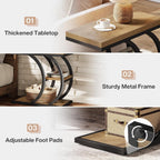 C-Space 3-Tier End Table, A Narrow C-Shaped Wood & Metal Side Table for Small Spaces