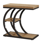 C-Space 3-Tier End Table, A Narrow C-Shaped Wood & Metal Side Table for Small Spaces