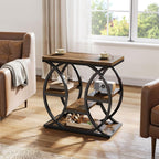 23.6" Rustic 4-Shelf End Table - Narrow Storage Side Table for Bedroom & Living Room