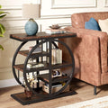 24" Industrial End Table - 5-Tier Narrow Side Table with Metal Frame