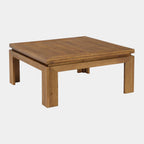 39.4-Inch Solid Wood Coffee Table with Recessed Edge, Square Farmhouse Center Table for Living Room