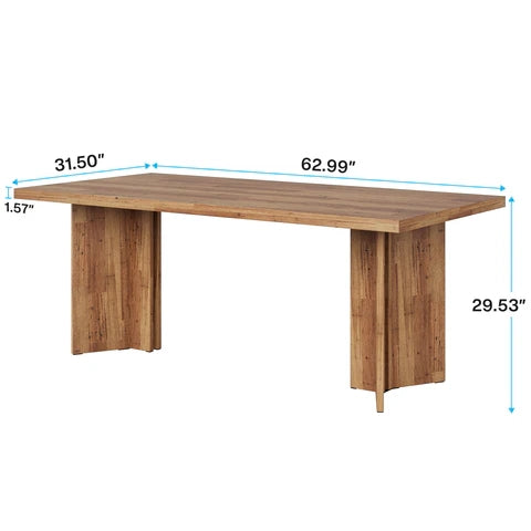 63 inch farmhouse dining table dimensions with seating space for 4-6 people#Colour_Walnut Brown