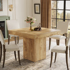 39" Square Farmhouse Dining Table, Solid Wood Kitchen Table with Pedestal Base for 4