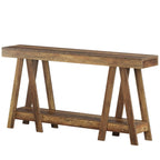70.87-Inch Farmhouse Console Table with 2-Tier Storage and A-Shaped Frame, Narrow Entryway Sofa Table for Living Room and Foyer