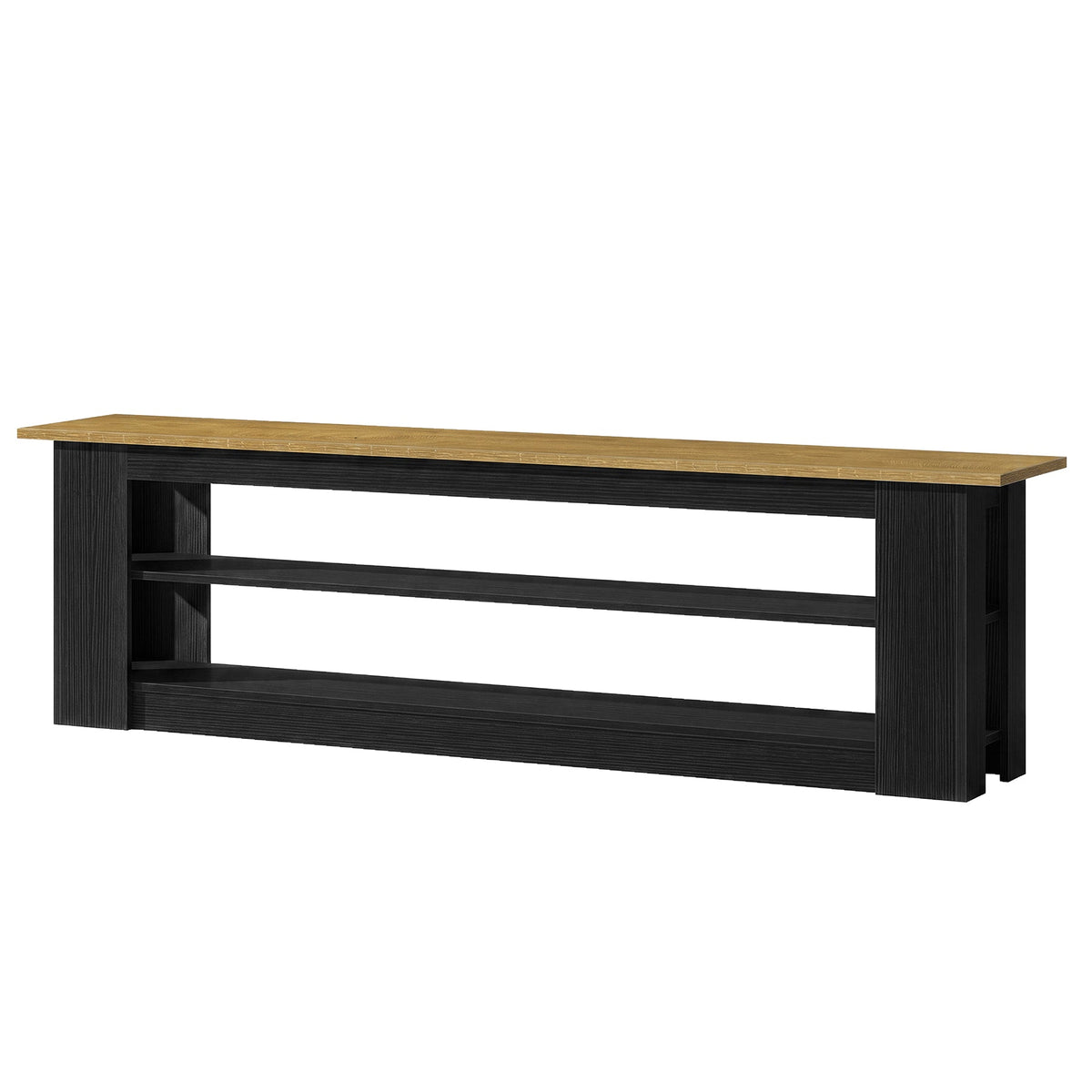 71-Inch Extra Long Shoe Storage Bench with 3-Tier Shelving, Farmhouse Entryway Seating