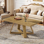 47" Rectangle Coffee Table, Farmhouse Wooden Accent Table for Small Spaces