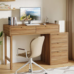 Reversible Computer Desk with 5 Drawers, Small Writing Desk for Home Office and Bedroom