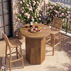 31.5-Inch Round Bar Table, Wood Pub Table with 2-Tier Hidden Storage for Home Bar