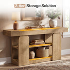 63-Inch Farmhouse Console Table with 3-Tier Storage Shelves, Long Narrow Entryway Table for Living Room and Hallway