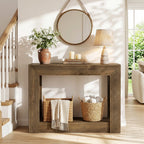 41-Inch Farmhouse Console Table, Narrow Sofa Table with 2-Tier Storage