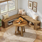61-Inch L-Shaped Shoe Bench with Storage, Farmhouse Corner Entryway Bench for Dining Room Living Room and Cloakroom