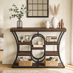 41.3" Sofa Table, Industrial Console Table with Shelves