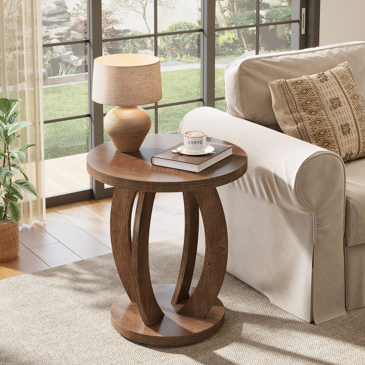 24-inch round farmhouse nightstand