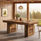 63 Inch Farmhouse Dining Table for 6, Rectangular Wooden Kitchen Table with Heavy Duty Legs for Dining Room