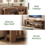 63-Inch Solid Wood TV Stand for TVs up to 75 Inches with 2-Tier Open Storage Shelves