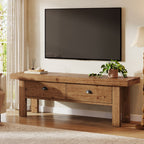 55 Inch Solid Wood Storage Bench with 2 Drawers, Farmhouse Entryway Seat for Hallway