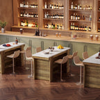 59-Inch Bar Table with Faux Marble Top, Counter Height Table for Kitchen and Bistro