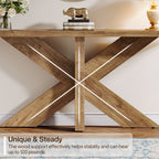 70.9-Inch Console Table, Farmhouse Sofa Table with Wooden Geometric Base for Entryway