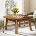31.5" Solid Wood Square Coffee Table, Corner Farmhouse Center Table for Living Room