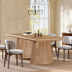 63 Inch Dining Table for 6, Farmhouse Rectangular Kitchen Table with Double Pedestal for Dining Room