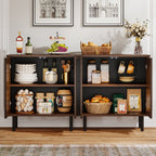 59-Inch Vintage Sideboard Buffet Set of 2 with Adjustable Shelves, Farmhouse Storage Cabinet for Kitchen Living Room and Hallway