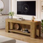 63-Inch TV Stand for 55 to 75-Inch TVs with Open Storage Shelves, Rustic Media Console Table for Living Room