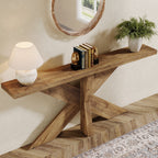 70.9-Inch Console Table, Farmhouse Sofa Table with Wooden Geometric Base for Entryway