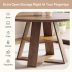 47.24-Inch Round Dining Table for 4-6, Modern Farmhouse Kitchen Table with X-Cross Pedestal Base and Storage Shelf for Dining Room