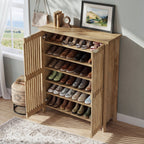 43.31 Inch 6-Tier Shoe Cabinet with Louvered Doors, Farmhouse Shoe Storage Cabinet for Entryway and Hallway