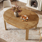 55-Inch Farmhouse Oval Dining Table, Solid Wood Kitchen Table for 4 in Small Spaces