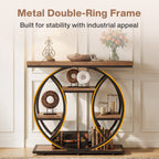41.3" Industrial Console Table with 4-Tier Storage, Entryway Sofa Table for Hallway Living Room Entrance